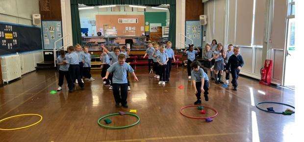 Pupils in a PE lesson