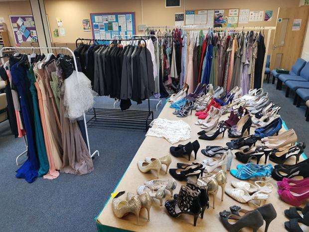 Dresses, shoes and other items of clothing at the pre-loved prom initiative