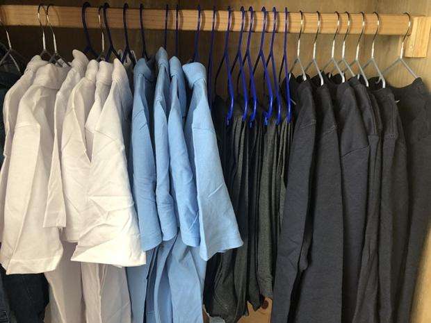 School uniform on hangers