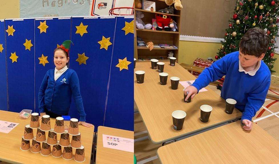 Newton Primary School learners showing their free fun activities at the Christmas fayre