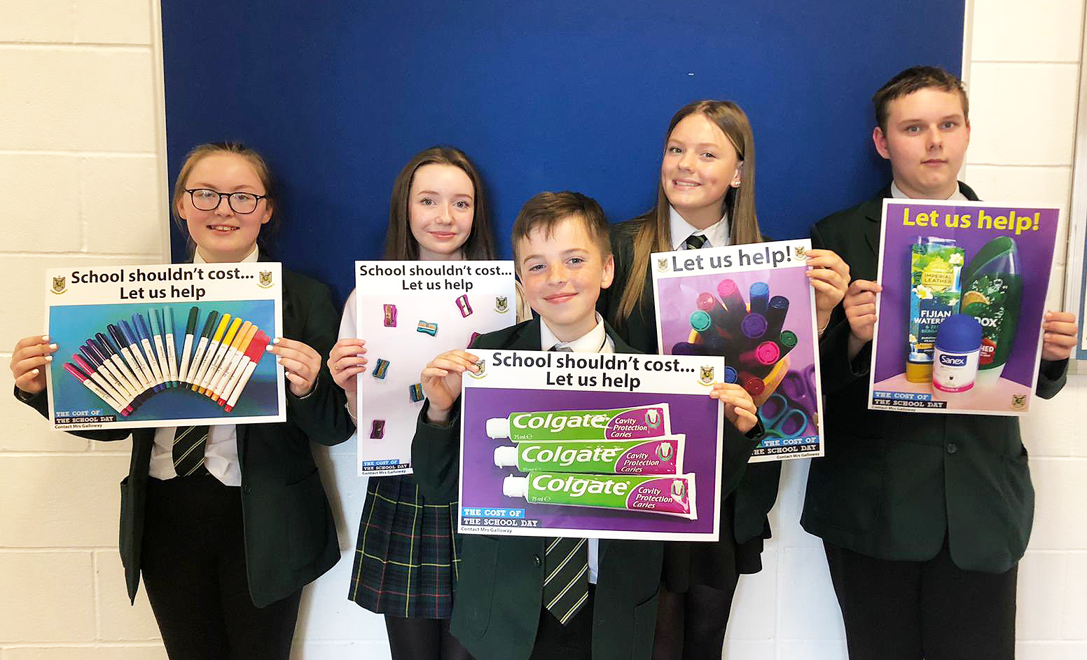 The cost of the school day group from St John Ogilvie High School with posters