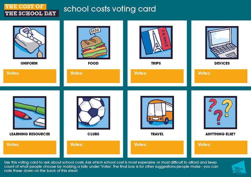 A cost of the school day voting card
